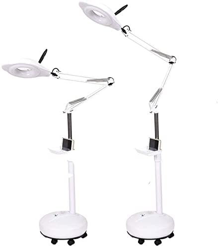 ZXXDSMYF 16X förstoring, golvlampa med förstoringsglas, justerbar höjd för läsning, skönhet, manikyr, tatuering, salong, hantverk