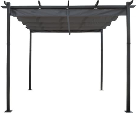 Habitat et Jardin Pergola en Aluminium avec Toit rétractable - 3 x 3 m - Gris