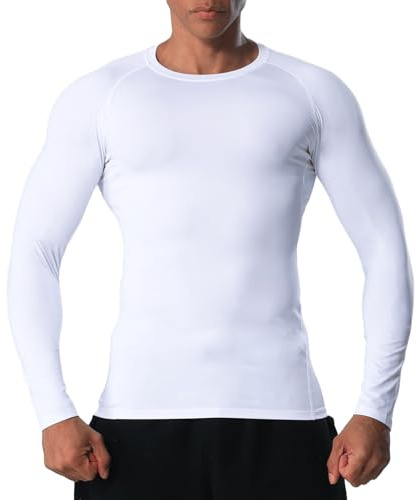 VanKee Men's Long Sleeve Compression Top Running Gym Base Layer Shirts | Quick Drying Fabric With Underarm Mesh, Lightweight Comfort, Moisture Control, Ideal for Cycling, Workouts and Basketball