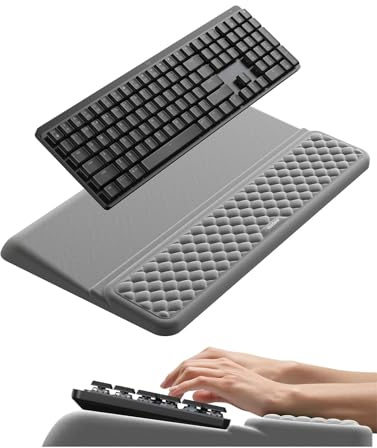 Vaydeer Wrist Rest with Keyboard Stand, Computer Wrist Support Pad, Ergonomic Keyboard Riser Holder Lifter Tray with Wrist Pad, Soft Memory Foam Desk Cushion, Palm Hand Typing for Office Home School
