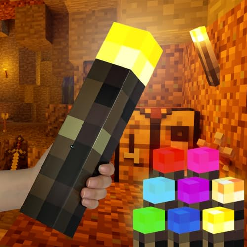 HOTUT Antorcha de Pared Luz de Noche con Mando a Distancia,Luces y sonidos de llama simulados,8 Colores y Temporizador,USB Recargable,Brillo ajustable,regalo para los amantes de los juegos y los niños