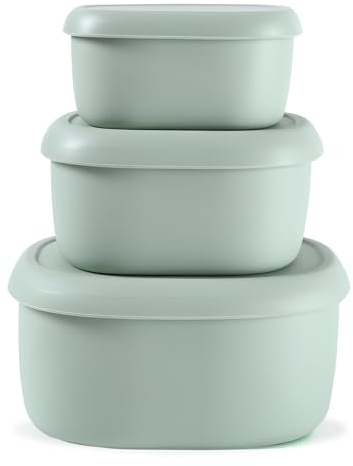 LEKEFETO Set di 3 stoviglie per microonde con coperchio: stoviglie per microonde, 260/480/900 ml, contenitore per il pranzo per lavastoviglie, microonde, forno, frigorifero