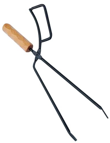 Cabilock Pinze per Caminetto e Barbecue con Manico Isolato Accessorio Resistente al Calore per Fuochi da Campeggio e Bracieri Esterni Multifunzionale per Combustibile Solido