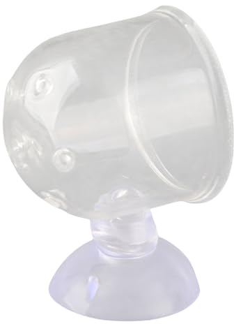 Rcniso Aquarium Red Worms Feeder Live Insect Container Strong Suction Cup Feed for Small Tropical Fish (Perforated Glass Cup (Nematode Friendly))
