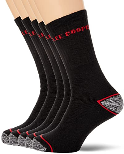 Lee Cooper LCSCK603 Herren Arbeitssocken, schwarz/rot, 5er-Pack