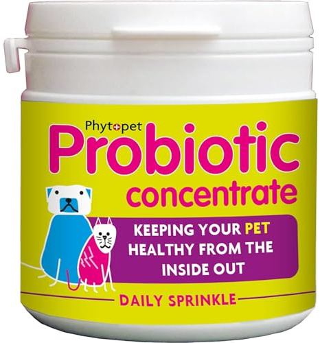 Phytopet Probiotic Concentrate, All Natural Probiotics for Gut Health, Immune Support and Support for Dogs, Cats and Small Mammals, 100g - 100% Herbal Phytopet Pet Supplies