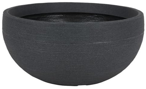 Große Pflanzschale 60 cm – Blumentopf halbrund aus Kunststoff mit Rillenstruktur – wetterfest & frostfest – moderner Pflanzkübel für Garten, Terrasse & Balkon