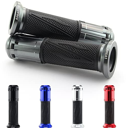 Area1 Empuñaduras Universales para Manillar de Motocicleta, 22+24mm, Punos para Scooter Agarraderas Moto 7/8, Antideslizantes, Gun Gris, Compatible con KSR Aprila