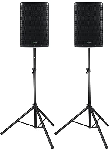 Pronomic C-215 MA - 2x Diffusore attivo a 2 vie con 2 canali incl. treppiedi - Potenza: 1000 watt - Woofer da 15 + tweeter titanio 1,75 - Ricevitore Bluetooth - Alloggiamento pendenza del monitor