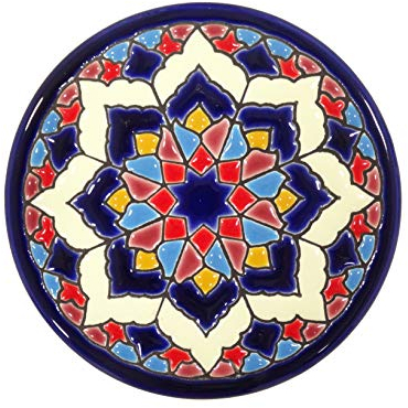 Platos Decorativos para Pared, Pintados a Mano con la técnica de la Cuerda Seca. Cerámica Andaluza 11 CM. Grabado y Cerámica Española.51101