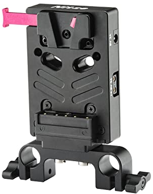 Nitze V Mount Battery Adapter Plate, V-Mount Batterie Akku Adapterplatte mit 15-mm-Stabklemme, Zwei 14,8V/3A D-Abgriffen und einem 8V/3A DC und einem PD 3.0 USB-C-Ausgang - N21-D7