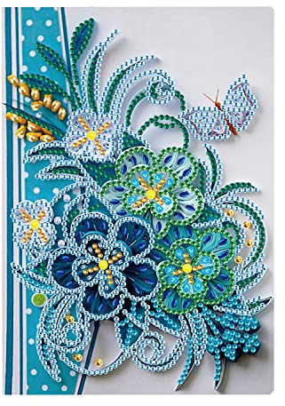Diamond Painting Quaderno A5 100 Pagine Bianco Agenda Pittura con Diamanti per Adulti Materiale Scolastico Album da Disegno Regali di Compleanno Fiore Diamond Painting Blocco Notes Diario Segreto