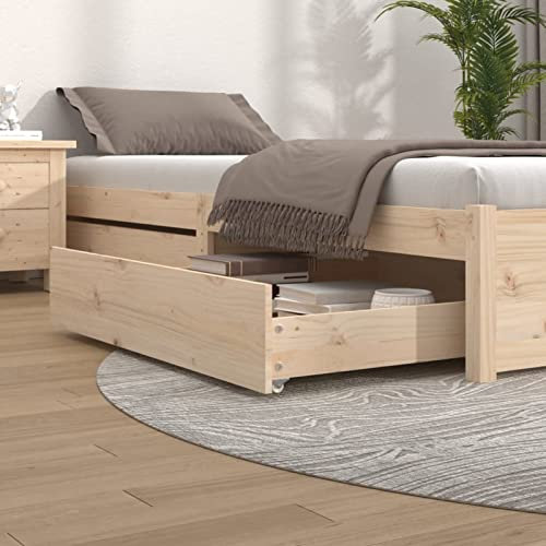 ZHOUMIN Bettschubladen 2 STK Bettkasten, Unterbettkommode, Unterbett Aufbewahrungsbox, Unterbett Aufbewahrung, Aufbewahrungstasche Für Bettdecken, Massivholz Kiefer