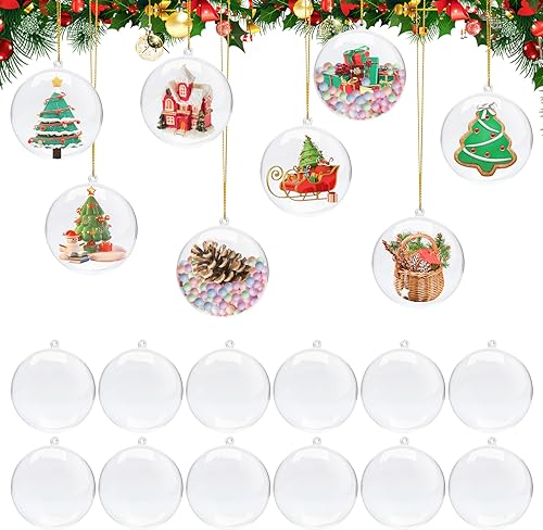 AMZJMT 22 Acryl Weihnachtskugeln,Weihnachtskugel Set,Transparent christbaumkugeln Kunststoff,DIY nachfüllbare Weihnachtskugeln,hängende Weihnachtskugeln geeignet für Hochzeit,Party