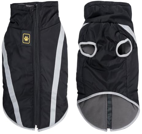 FEimaX Manteau Imperméable pour Chien Veste Chaude d'hiver Vêtements de Chiot Coupe-Vent Gilet Réfléchissant pour Taille Petit Moyen Grand Chiens - Doublure en Polaire, avec Trou pour Harnais