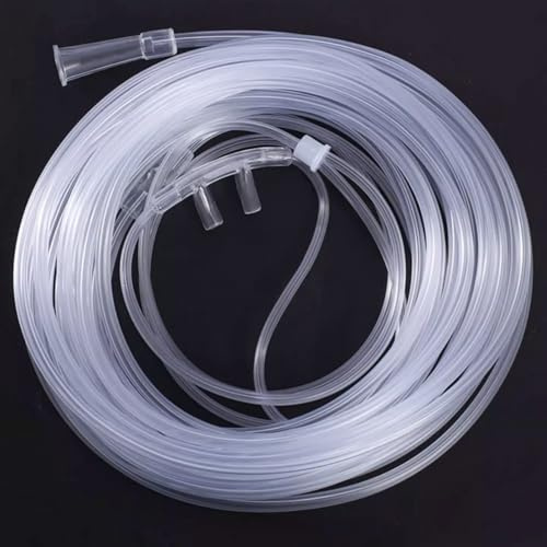 Generic 2 Packs 16.4-ft Oxygen Tubing for Home Oxygen Machine Clear Soft Touch Oxygen Cannula Tubing Nasal Cannula Tube Accessories, Transparent