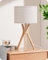 EDISHINE Lampada da Comodino in Legno, Paralume in Lino, Lampadina E27 2700K Bianco Caldo Inclusa, Lampada da Tavolo Moderna a LED per Camera, Soggiorno, Ufficio, Treppiede di Color Legno Chiaro