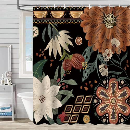 FAIRYGATE Outdoor Shower Curtains Waterproof Garden Shower Curtain Mould Proof Resistant for Bathroom Extra Long Bathroom Bath Curtains Anti Bacterial B9209
