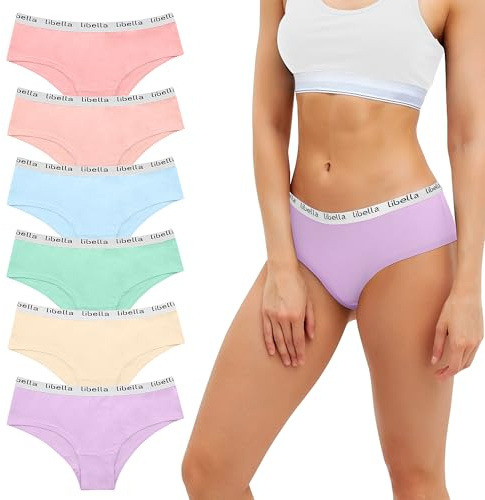 Uizuooy Femme Culottes et Slips Culotte Femme Coton Doux Sport Elasticité sous-Vêtements Féminins Culotte à mi-Hauteur Multipack Lot de 6 UN7-XL-6