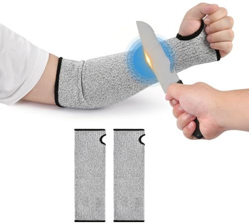 flintronic 2 stycken armskydd, skärbeständiga armskydd, skyddande ärmar | för tunn hud & blåmärken, värmebeständigt armskydd, med tumhål, för kvinnor män matlagning trädgårdsarbete (45 cm)