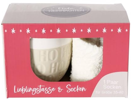 Boltze Home Jumbo-kopp med julmotiv HOHO, 600 ml, färg: krämfärgad