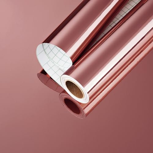 Yullpaper Carta da Parati Viola Rosa Adesivo a Specchio per Piano di Lavoro Rivestimento in Vinile Carta a Specchio Flessibile Stacca e Attacca Rotolo di Carta da Parati Soggiorno Rosa Rivestimento in