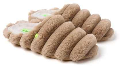 Hot Potatoes, Modelo WHALAN, Pantuflas zueco de pelo efecto twister, Zapatillas de estar por casa para Mujer, Ligeras y piso flexible, Planta de pelo suave. Suela de EVA reciclada