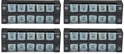 Bloque de Terminales 3 Posiciones 45A 600V, Regleta de Bornes Doble con Cubierta Transparente - Alta Corriente y Protección Antipolvo para Distribución Eléctrica Industrial (5 bits (4505))