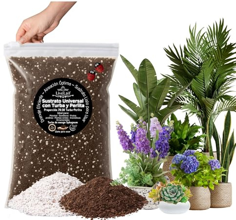 LiveLaif®- 2,5L Sustrato Universal Enriquecido: Turba Rubia (Musgo Sphagnum) con Perlita para Plantas y Abono NPK | Tierra Plantas Premium, Substrato Universal Plantas, Macetas. Bolsa con Cierre
