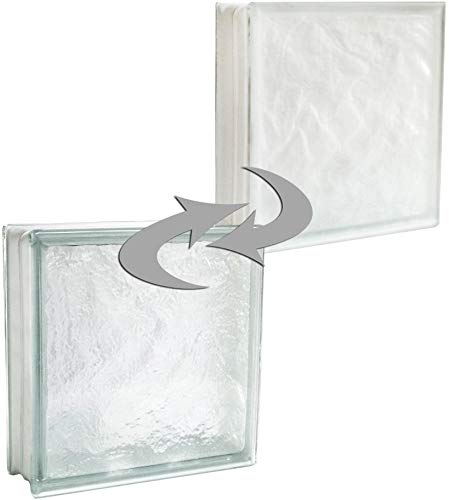 Bloque de vidrio de diseño Iceberg transparente 1 cara satinado 30x30x10cm - 2 piezas