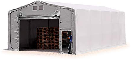 Lagerzelt Zelthalle 8x10 m mit Hochziehtor - durchgehende PVC Plane 850 N - Wasserdicht 3,6m Seitenhöhe