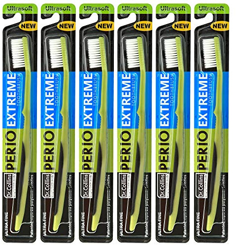 Dr. Collins Perio Extreme Toothbrush, (Colors Vary) (Pack of 6)
