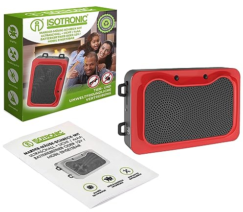 ISOTRONIC Marderschreck Blitz mit Licht LED Blitzlichtfunktion und Ultraschall | für Haus, Garage und Dachboden | vertreibt Marder, Mäuse, Ratten Siebenschläfer (1)