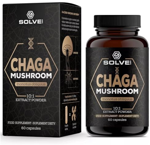 SOLVE Labs® ● Premium Siberian Chaga Mushrooom-kapslar ● 10% Beta-D-glukaner ● 10:1-koncentrat ● Inga fyllmedel och tillsatser ● 60 kapslar ● 1 månads leverans