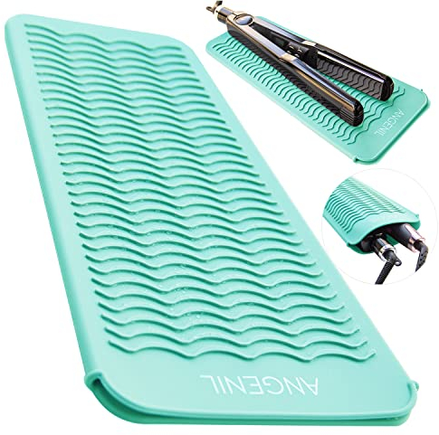 ANGENIL Heat Resistant Silicone Mat Pouch for Cordless Flat Iron Hair Straighteners and Curlers in One, Hair Straightener Brush, Hairdryer, Curling Iron Wand Tongs, Gifts for Women, Food Grade