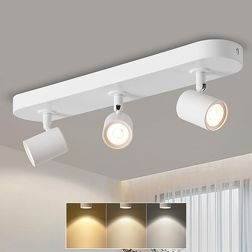 ANWIO Deckenstrahler 3 Flammig Weiß, Dimmbar LED Deckenleuchte Strahler Schwenkbar GU10, Deckenlampe Drehbar, Modern Deckenspots für Küche, Schlafzimmer, Wohnzimmer, mit Leuchtmittel(EUCS-LG11A