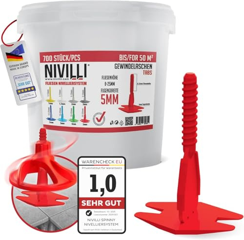 Nivilli SPINNY BIG PACK 700x Lengüetas roscadas Spinny Tabs. Sistema de nivelación para baldosas de exterior, losas de piedra natural. Anchura de la junta 5mm - Espesor del material 8-25mm