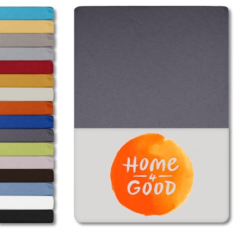 home4good Spannbettlaken 140x200cm – Jersey-Spannbetttuch aus 100 % Baumwolle – Oeko-TEX 100 Zertifiziert – bügelfrei, elastisch & atmungsaktiv – für 15–25 cm Matratzenhöhe - Grau