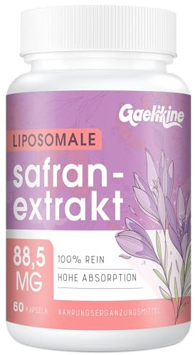 Liposomale Safran Extrakt Kapseln 88,5 mg – Hochdosiert & Rein, 60 Kapseln für 2 Monate – Premium Qualität für Frauen & Männer