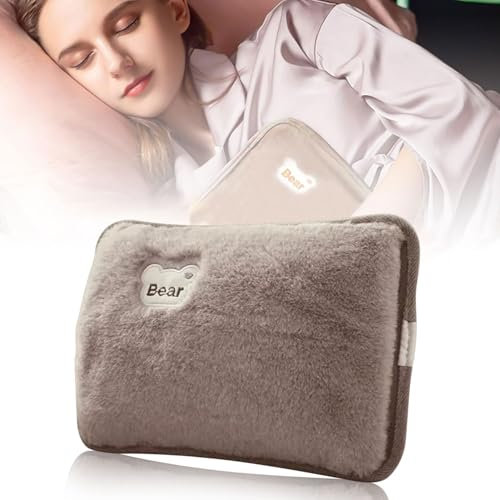 Bolsa de agua caliente eléctrica con revestimiento suave de microfibra, calentador de manos y pies, ideal para reducir los dolores musculares