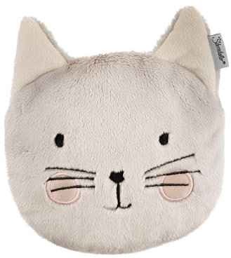 Sterntaler Wärmekissen Katze Lilly - wohltuendes Wärmekissen für Baby und Kinder aus weichem Flausch - Kuscheltier spendet trost und beruhigt, Haferkissen, grau