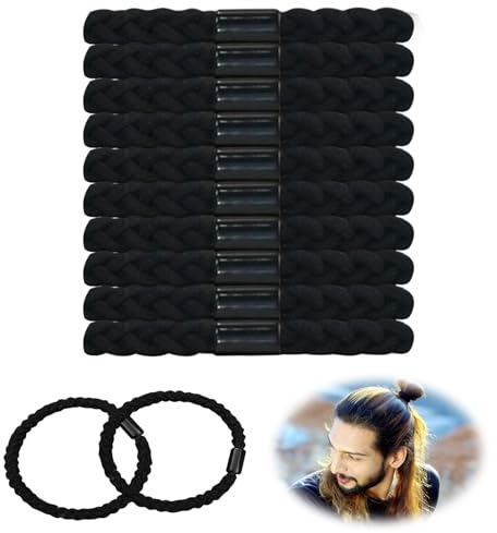 10 Pack Hair Bands for Men Braided High Elastic No Damage Black