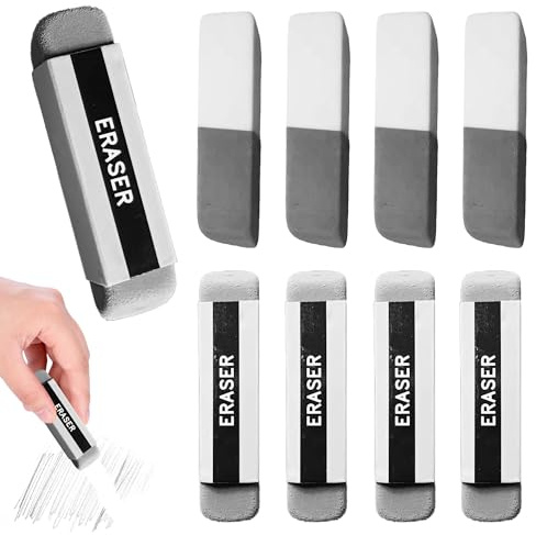 8 Pcs Rubbers Erasers Natural Rubber Eraser for Ink and Pencil School Office Correction Supplies Double Head Remover for Ball-Point Pen Classic Latex Plastic Rubber Soft 2B Eraser to Correct Error
