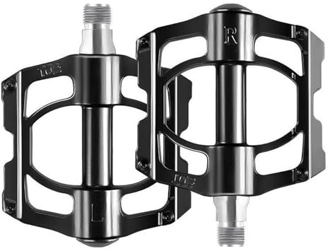 Bibykivn Pédales Vélo MTB Plates en Aluminium CNC - Pédales Larges Antidérapantes avec Pins, Légères et Robustes pour VTT, Vélo de Route et Trekking (4 Palier)