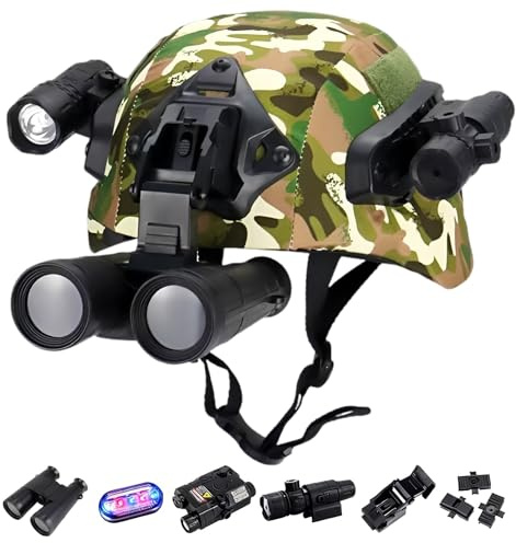 LZAQHMT Set Casco Tattico Paintball Per Bambini - Regolabile Con Torcia, Telescopio 200 M Base Montaggio Per NVG Attrezzatura Per Cosplay Softair Bambini(CP)