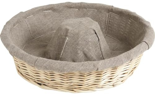 AUBRY GASPARD - Banneton Couronne Entoilé en Osier Blanc Ø32 H9 - Doublé 100% Lin - Idéal pour Pains Ronds - Circulation d'air Optimale - Entretien Facile - Blanc - 32 cm