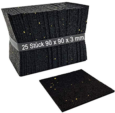 My Plast Gummigranulat Terrassenpads - Gummi Bautenschutzmatte für Deck, Veranda, Terrasse, Patio - Rutschfest, wasserdicht, wetterfest, Abstandshalter für Holzböden - [90x90x3 mm - 25 Stück]
