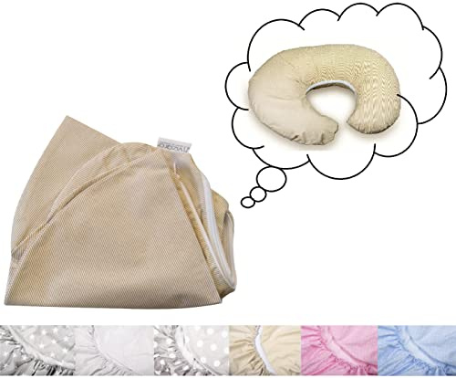 Vizaro - Taie de Rechange pour Coussin d'Allaitement - Universel - 100% Coton - Fabriqué en UE, OekoTex - C. Broderie Lignes Beiges
