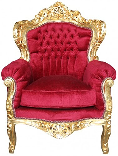 Casa Padrino Barock Sessel Al Capone Mod 2 Bordeauxrot/Gold 85 x 65 x H. 120 cm - Barock Möbel