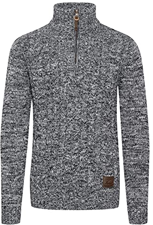 !Solid SDPankraz Herren Strickpullover Troyer Grobstrick Pullover mit Zopfstrickmuster Reißverschluss 100% Baumwolle Regular fit, Größe:L, Farbe:Insignia Blue (1991)